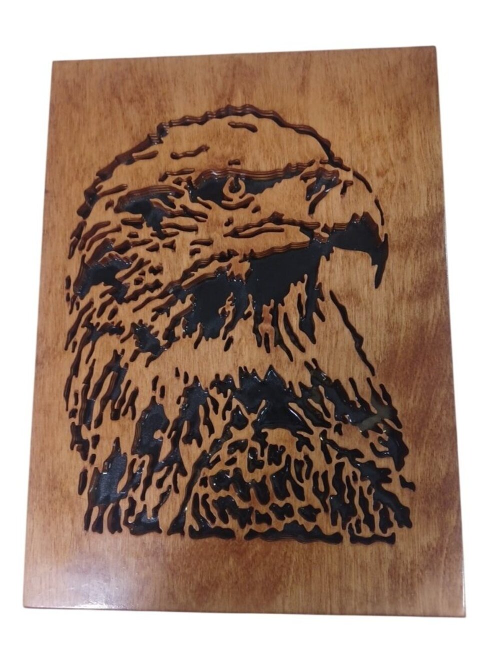 Handmade Patriotic American Bald Eagle Scroll Saw Cutout Woodwork Wall Art 11x8